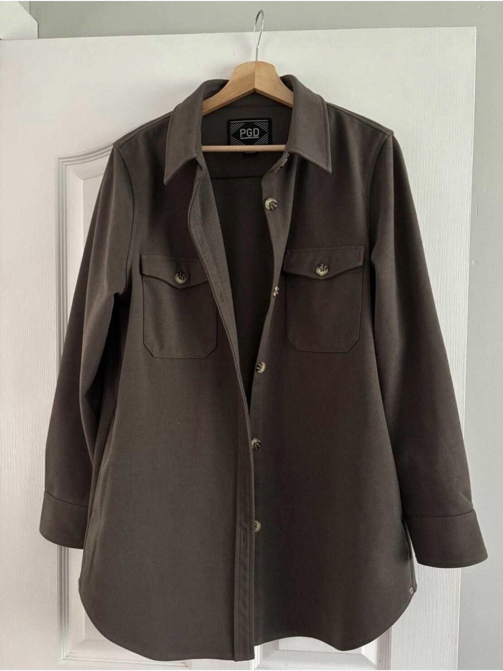 Women's Dark Brown Utility Shacket with Chest Pockets